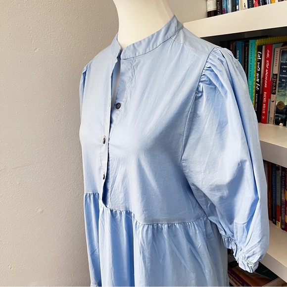 Karlie Blue Tier Puff Sleeve Maxi Dress Sz small - Picture 6 of 12